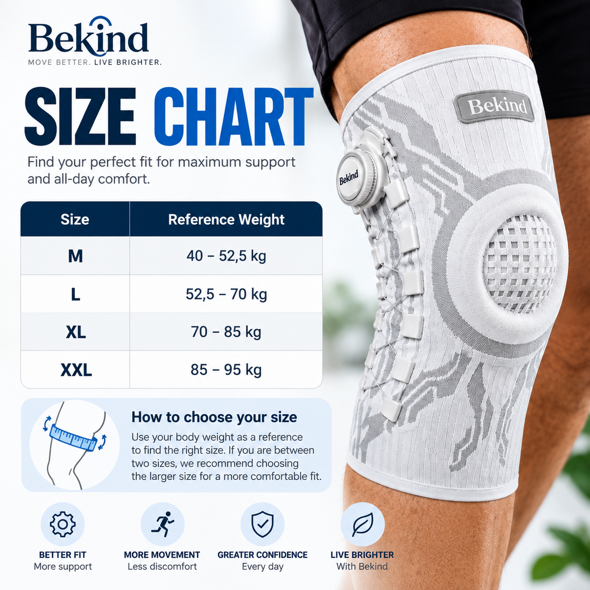 Bekind SmartDial™ Kinetic Support Knee Brace