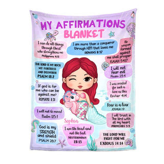 Personalized Gift For Granddaughter Mermaid Affirmations Inspirational Blanket 31290
