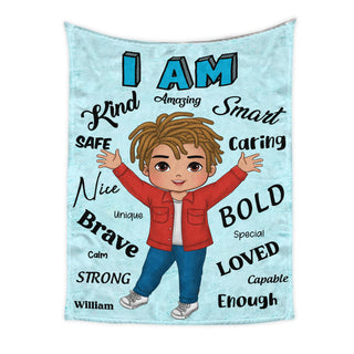 Personalized Inspiring Gift For Grandson I Am Kind Affirmation Blanket 31359