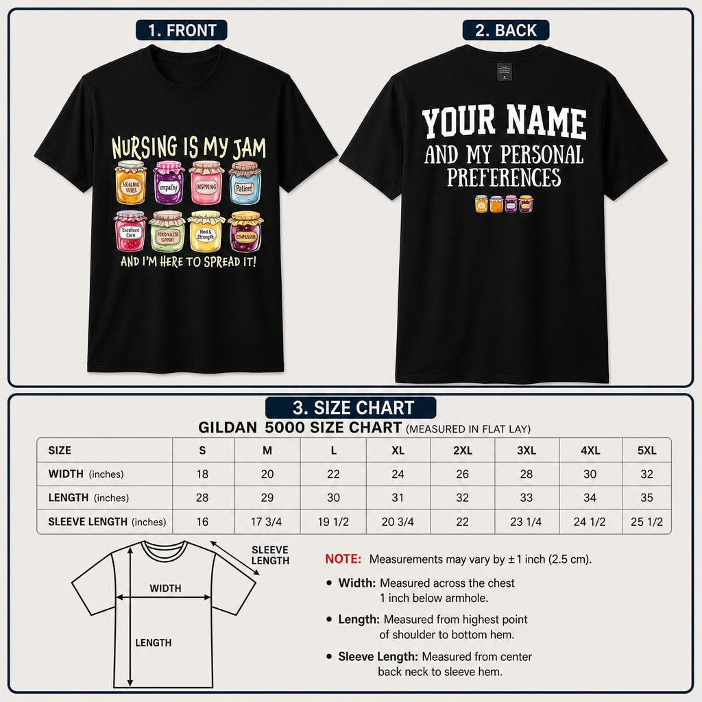 Personalized Nursing Is My Jam Shirt Custom Funny RN Gift Unisex T-Shirt