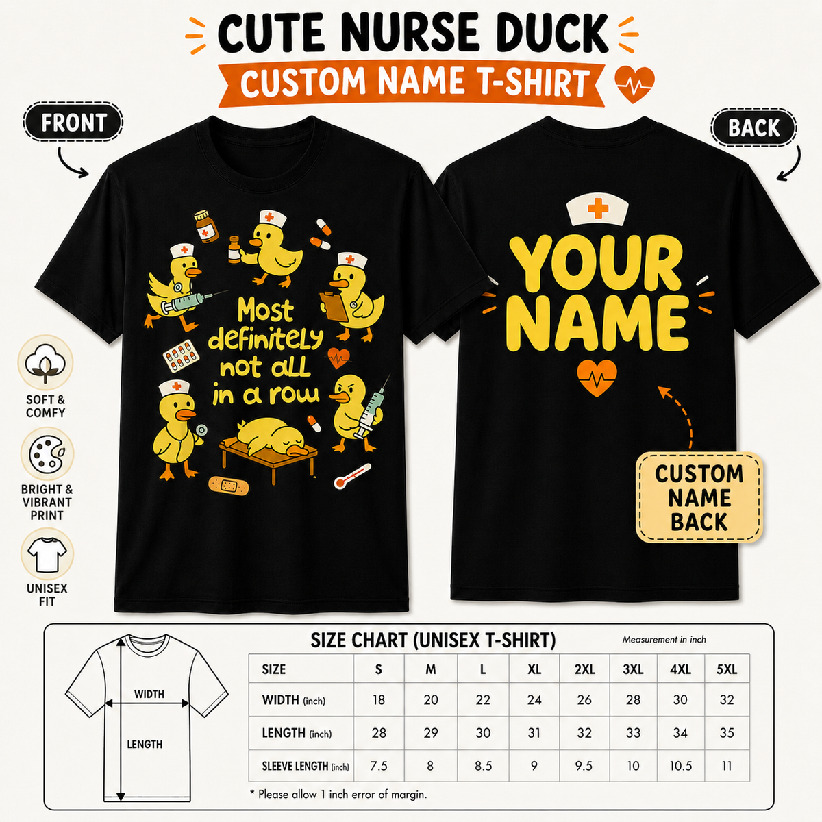 Personalized Custom Funny Nurse Duck Shirt Most Definitely Not All in a Row Nursing T-Shirt