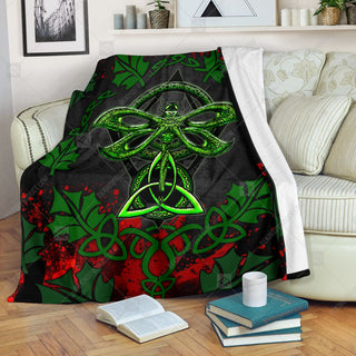 Irish Celtic Dragonfly And Triquetra Sherpa Throws Blanket Lightweight Warm Cozy Fuzzy Soft Blanket For Bed And Couch