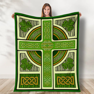 Celtic Irish Cross Draw Blanket - Throws Lightweight Suitable All Season - Irish Gift