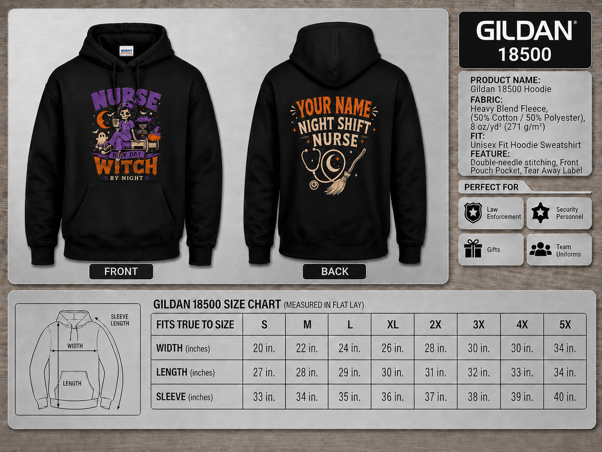 Nurse by Day Witch by Night Personalized Spooky Halloween Hoodie