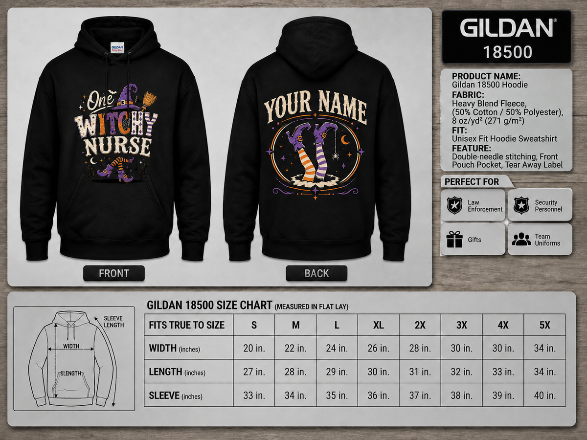 Witchy Nurse Halloween Personalized Hoodie for Women Custom Name Spooky Top