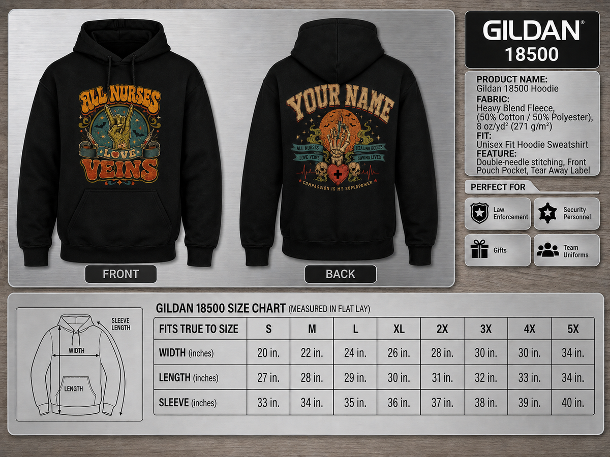 Personalized Nurse Hoodie, All Nurses Love Veins, Skeleton Graphic