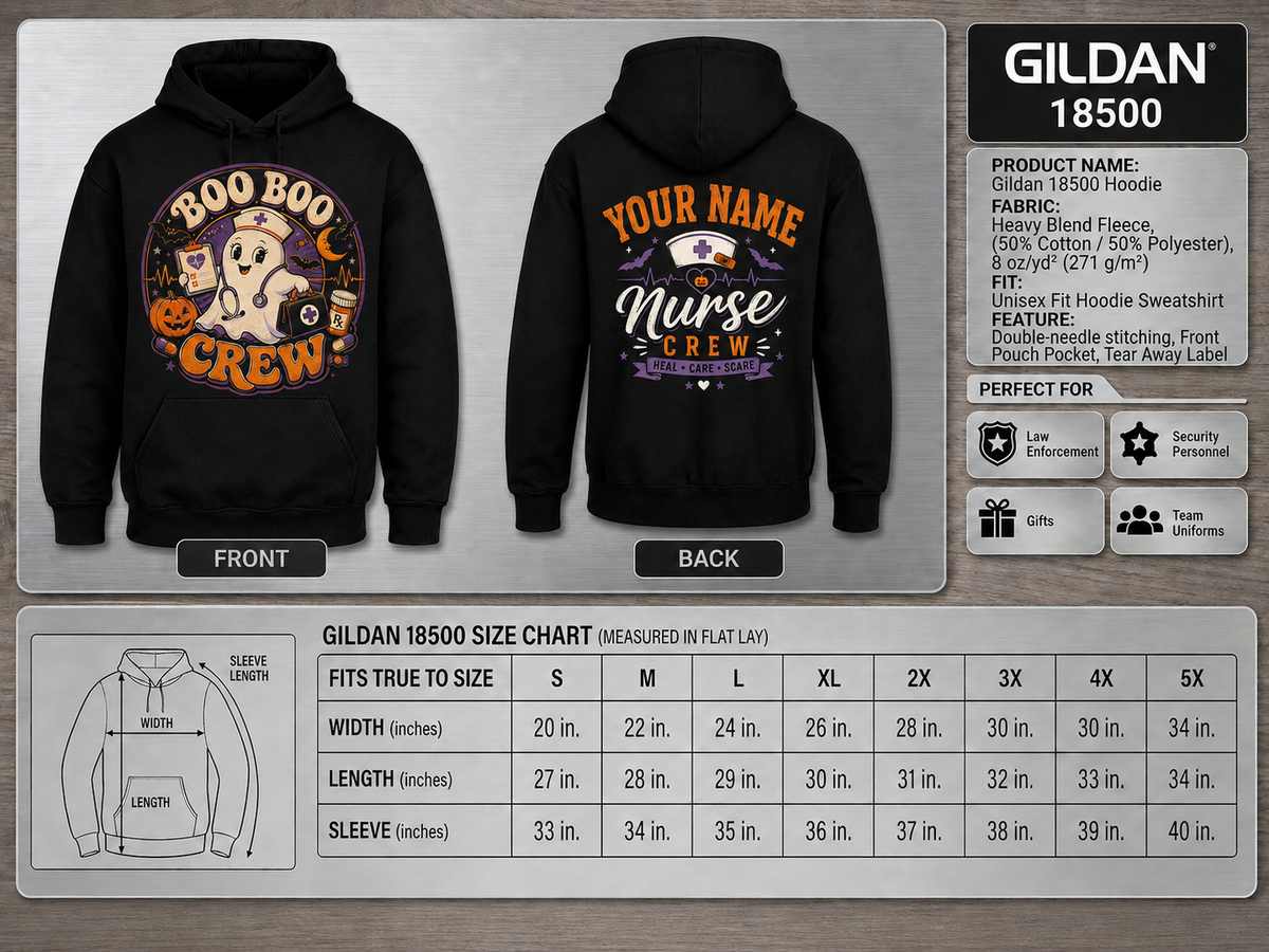 Nurse Halloween Hoodie Custom Ghost Boo Boo Crew Apparel for Women and Men