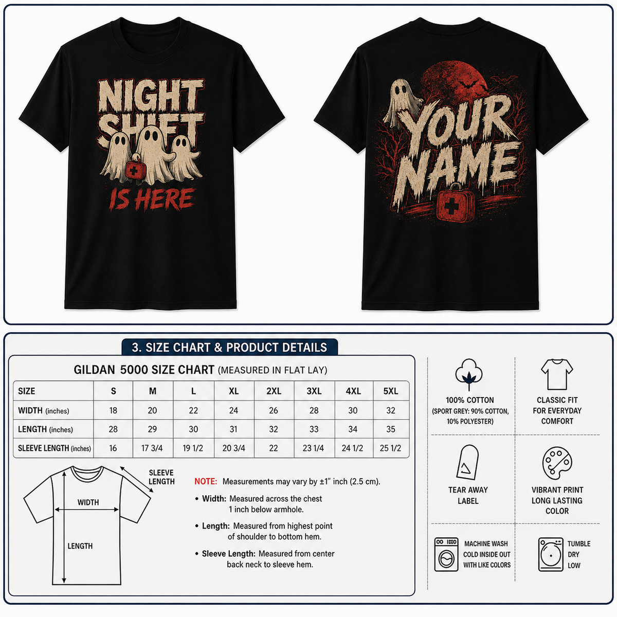 Custom Nurse Ghost Night Shift Shirt Cute Spooky Halloween Medical Crew Tee