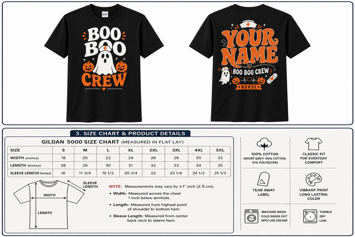 Custom Name Boo Boo Crew Ghost Nurse Shirt Halloween Spooky Medical Apparel