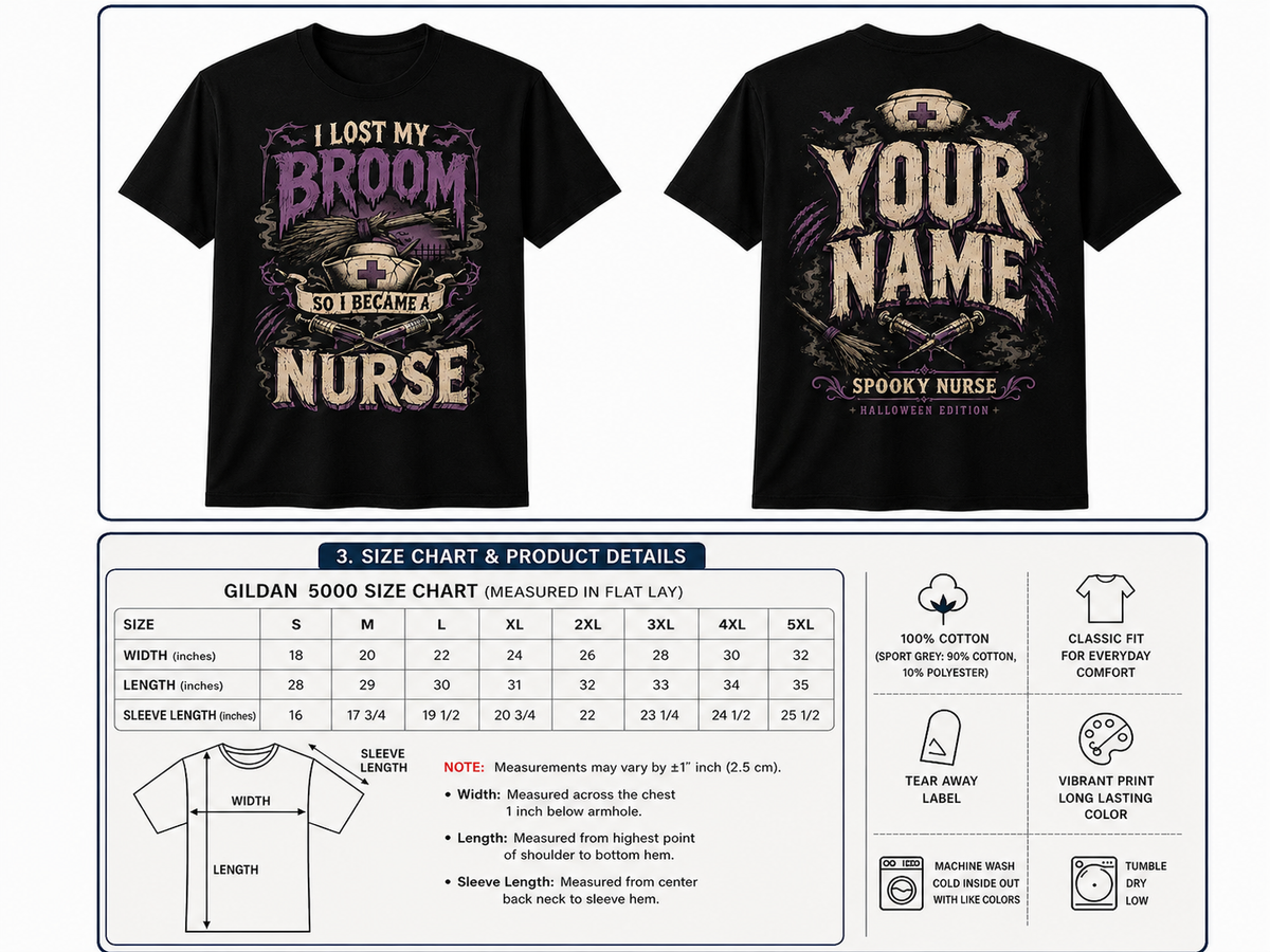 Spooky Nurse Halloween Shirt I Lost My Broom so I Became a Nurse Graphic