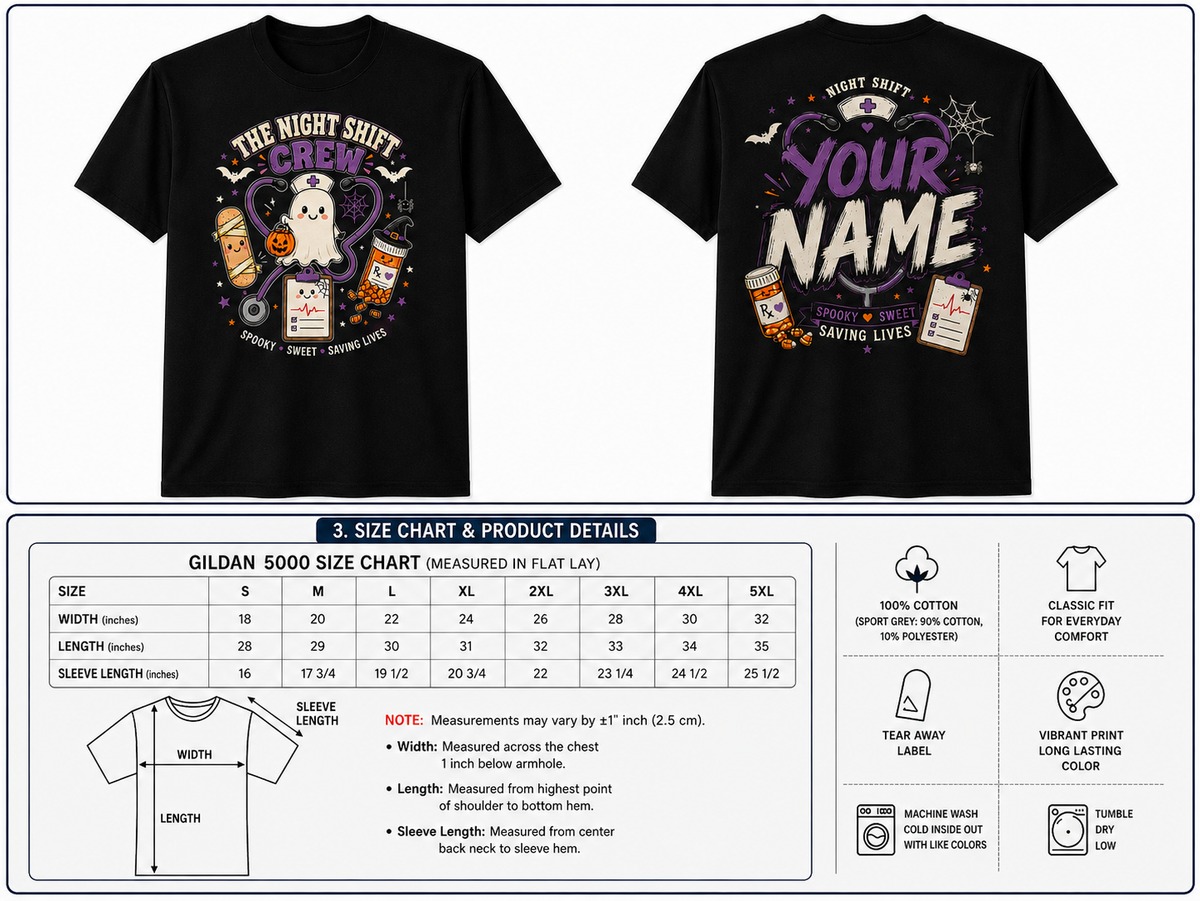 Personalized Nurse Halloween Shirt Ghost Night Shift Crew Spooky Cute Apparel