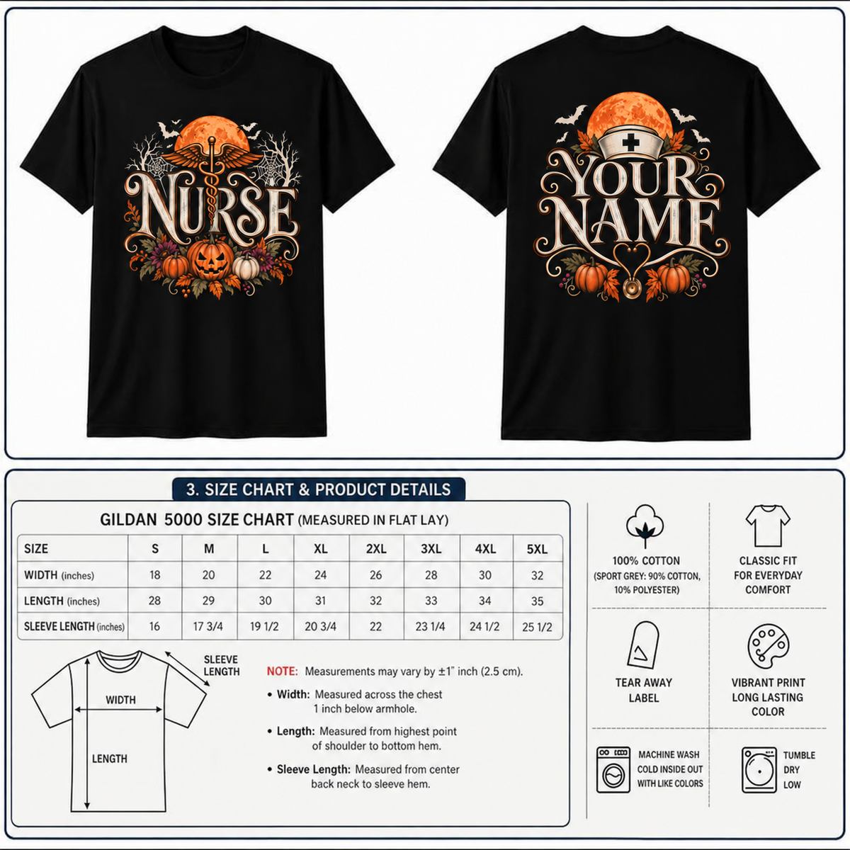 Personalized Nurse Halloween Shirt with Pumpkin and Stethoscope Autumn Gift