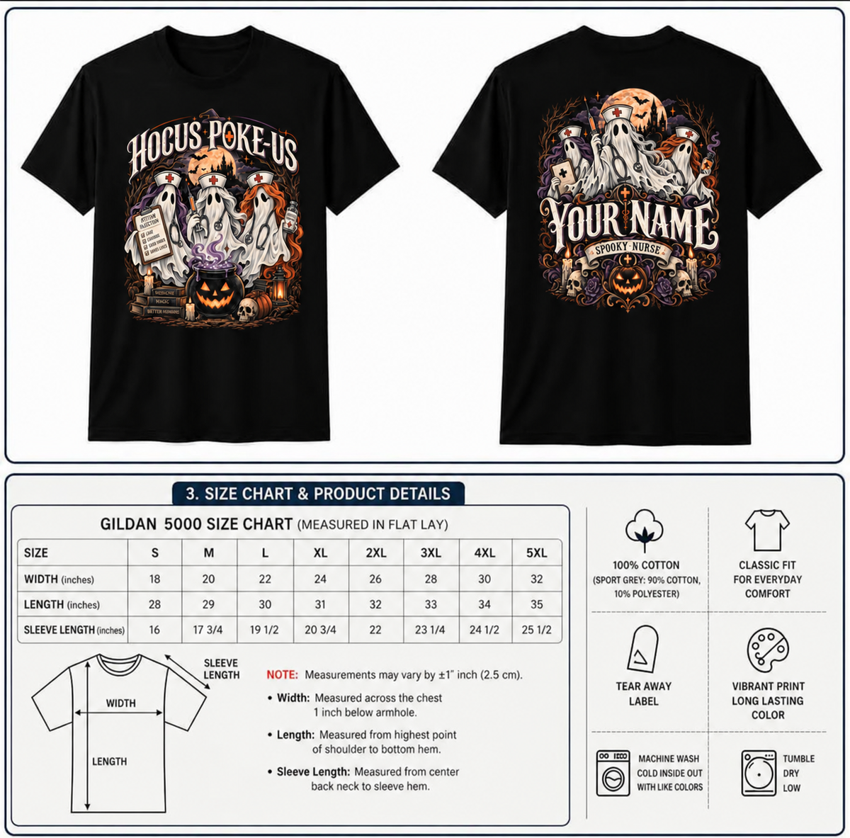 Hocus Poke Us Ghost Nurse Shirt Personalized Spooky Halloween Nurse Shirt