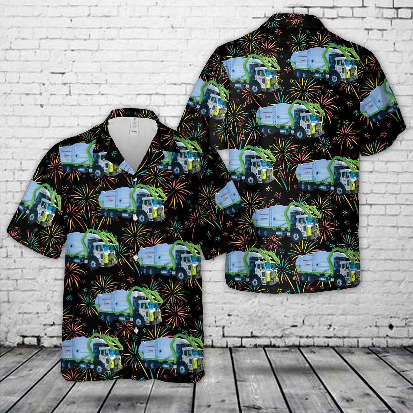 Commercial Waste Management Services With Firework Hawaiian Shirt