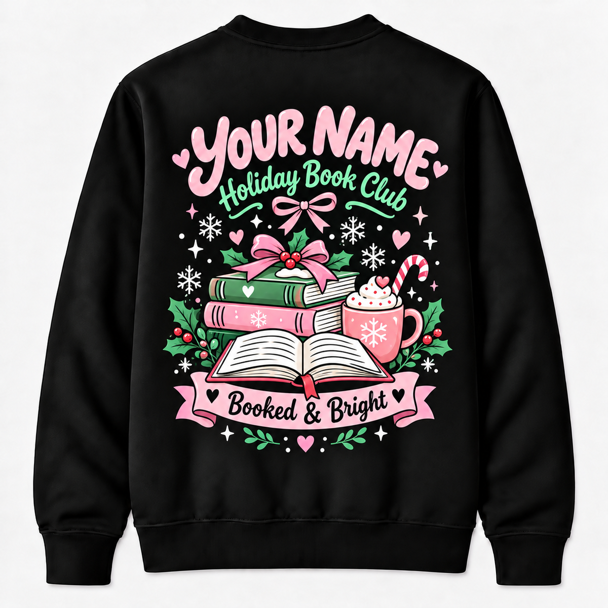 Personalized Custom Booked for Christmas Cute Pastel Bookish Sweatshirt