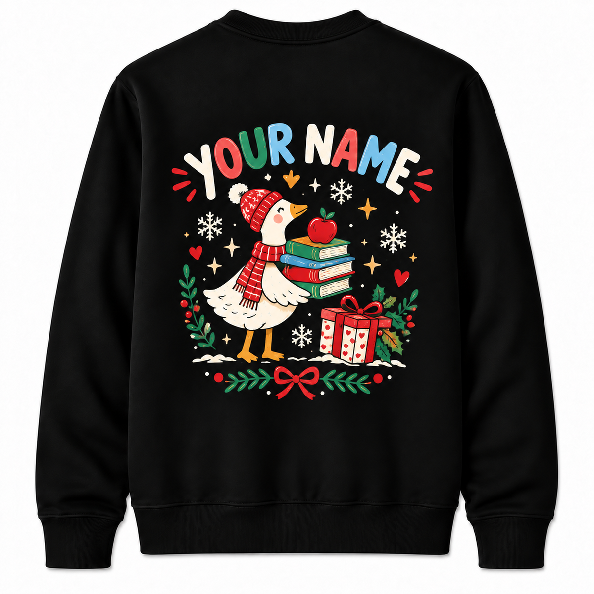 Personalized Custom Merry Teachmas Cute Goose Holiday Teacher Christmas Sweatshirt