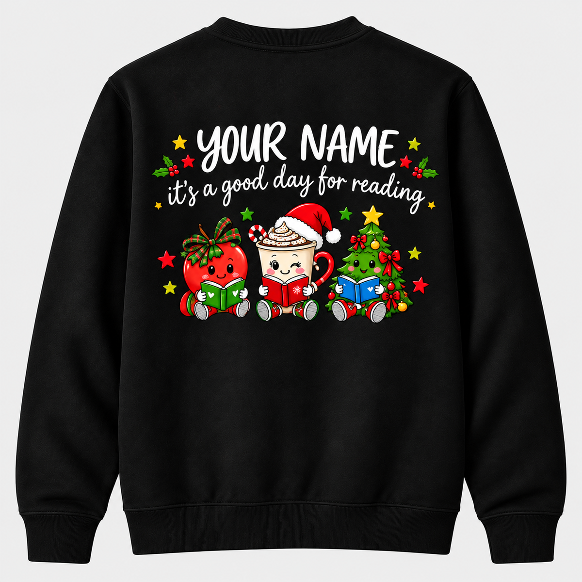 Personalized Custom It's a Good Day for Reading Cute Christmas Teacher Sweatshirt