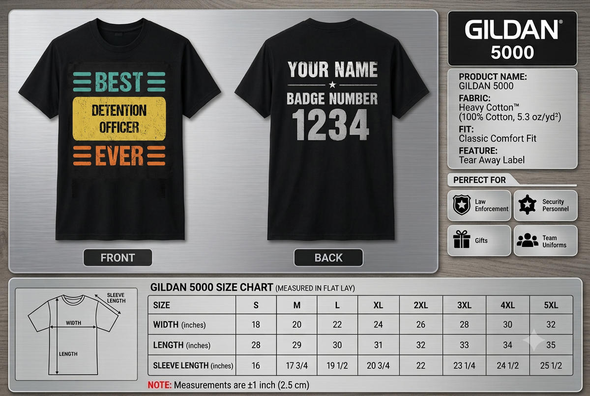 Personalized Best Detention Officer Shirt - Custom Retro Law Enforcement Apparel