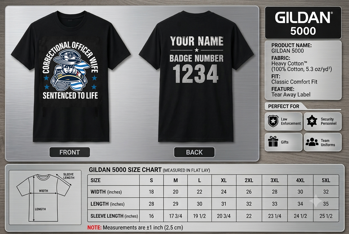 Custom Name Correctional Officer Wife Shirt, Sentenced To Life CO Wife Thin Silver Line Tee
