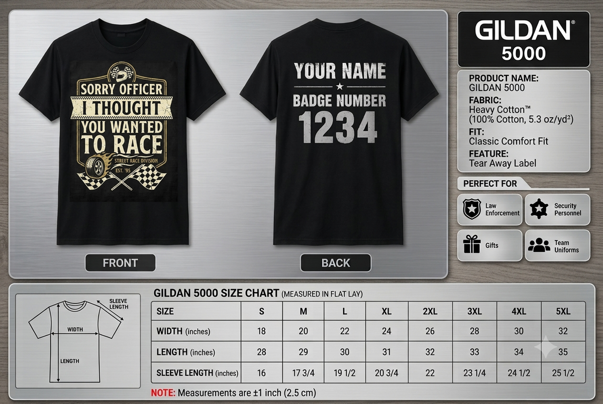 Funny JDM Muscle Car Shirt - Custom Racing Enthusiast "Sorry Officer" T-Shirt