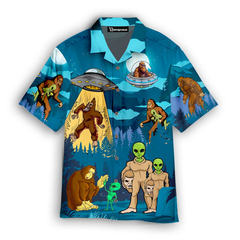 Bigfoot Alien In The Forest Hawaiian Shirt Aloha Casual Shirt For Men And Women HWN1321