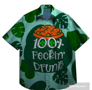 100%% Fecking Drunk Lucky Gamer Lucky LePrechaun St. Patrick's day Hawaiian Shirt Clover Art Irish Shirts HW2657