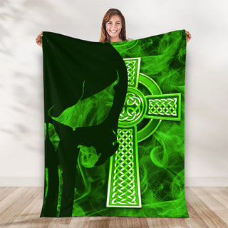 Irish Celtic Cross Skull Smoke Blanket - Throws Lightweight Suitable All Season - Irish Gift