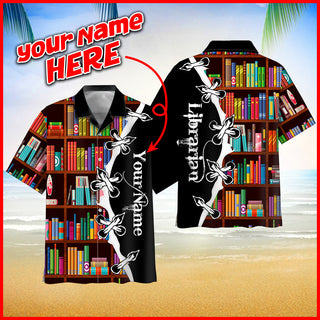Librarian Book Shelf Hawaiian Shirt Hawaii Short Sleeves Print Shirt - Personalized Custom