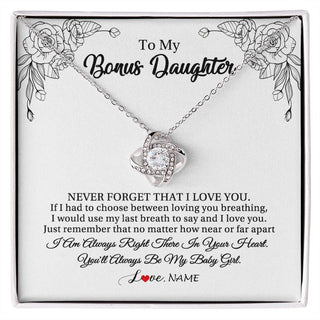 Personalized To My Bonus Daughter Necklace From Stepmom Never Forget That I Love You Step Daughter Birthday Christmas Customized Gift Box Message Card