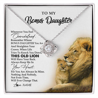 Personalized To My Bonus Daughter Necklace from Stepdad Whenever You Fell Overwhelmed Lion Stepdaughter Birthday Christmas Customized Gift Box Message Card