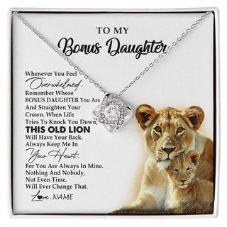 Personalized To My Bonus Daughter Necklace from Stepmom Whenever You Fell Overwhelmed Lion Stepdaughter Birthday Christmas Customized Gift Box Message Card