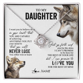 Personalized To My Daughter Necklace From Mom Dad Mother You Will Never Lose Wolf Daughter Birthday Graduation Christmas Customized Gift Box Message Card
