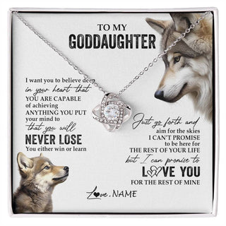 Personalized To My Goddaughter Necklace From Godmother You Will Never Lose Wolf Godchild Birthday Graduation Christmas Customized Gift Box Message Card