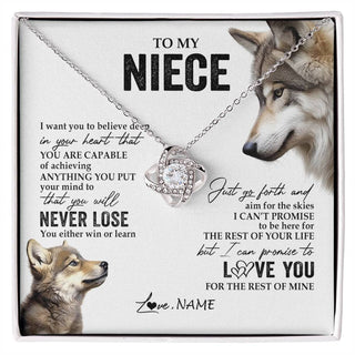 Personalized To My Niece Necklace From Aunt Uncle Auntie You Will Never Lose Wolf Niece Birthday Graduation Christmas Customized Gift Box Message Card