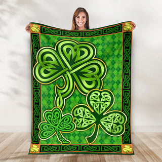 Shamrock Celtic Gold And Green Blanket Throws Lightweight Cozy Bed For All Season - Irish Gift