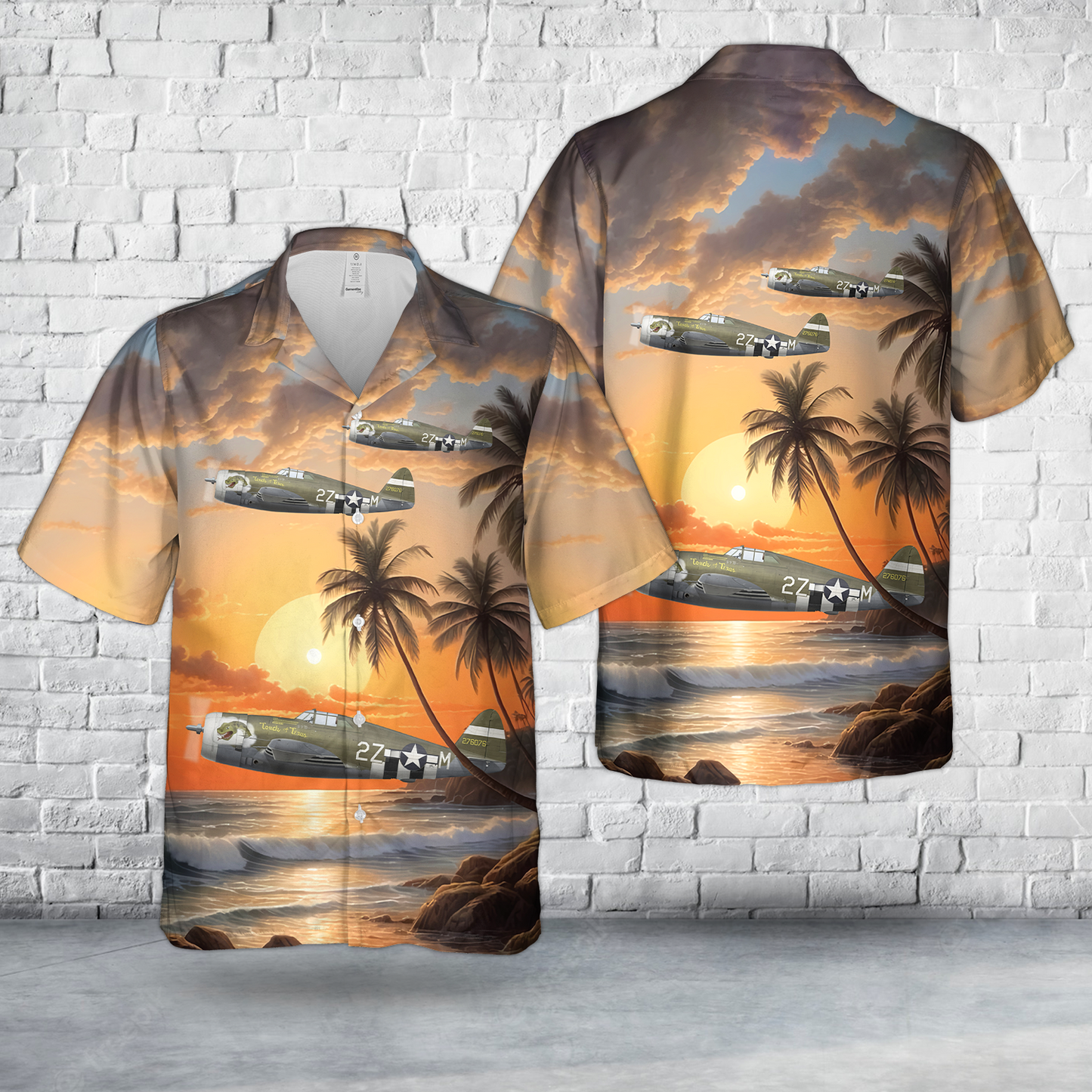 US Army Air Force P-47D "Thunderbolt" 'Touch of Texas' 405th Fighter Group D-Day Hawaiian Shirt