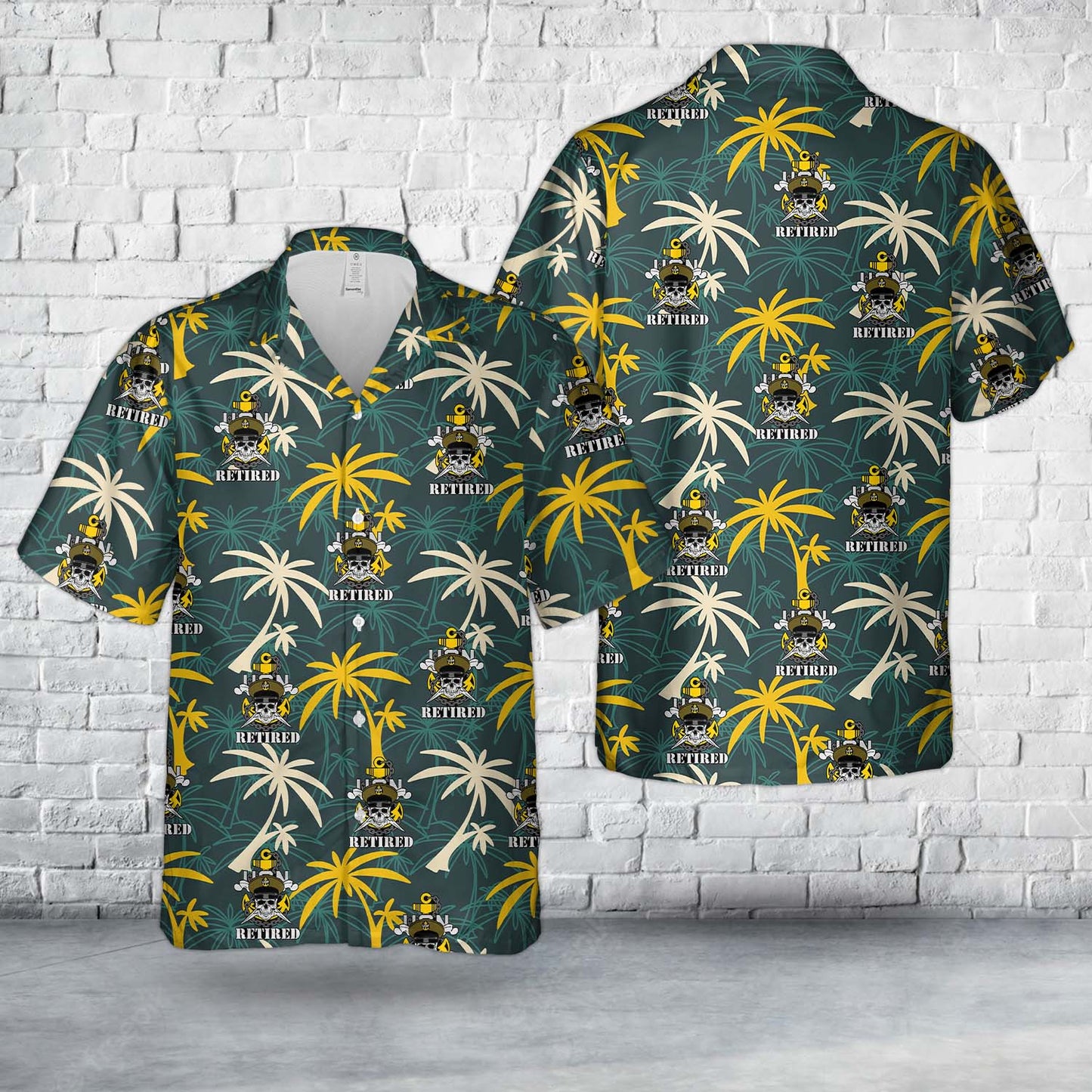 US Navy Chief Skull and Cross Bones Retired anchor Hawaiian Shirt