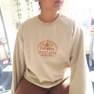 Pumpkin Spiced Latte Jumper Embroidered Sweatshirt 2D Crewneck Sweatshirt All Over Print Sweatshirt For Women Sweatshirt For Men SWS2440
