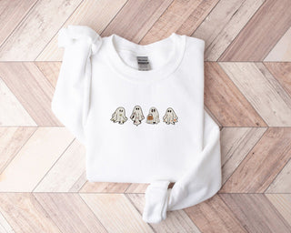 Embroidered Cute Ghost Sweatshirt 2D Crewneck Sweatshirt All Over Print Sweatshirt For Women Sweatshirt For Men SWS2457