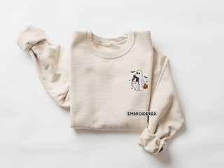 Embroidered Ghost Sweatshirt 2D Crewneck Sweatshirt All Over Print Sweatshirt For Women Sweatshirt For Men SWS2449