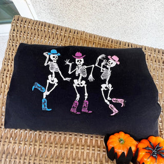 Skeleton Halloween Embroidered Crewneck Sweatshirt All Over Print Sweatshirt For Women Sweatshirt For Men SWS2487