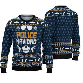 Police Navidad Ugly Christmas Sweater For Men & Women Christmas Gift Sweater PT959