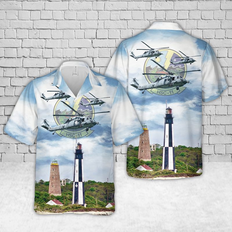 US Navy Helicopter Sea Combat Squadron HSC-11 "Dragonslayers" MH-60S Seahawk Hawaiian Shirt