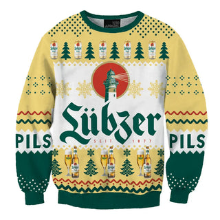 Unisex Lübzer Premium Pils Beer 3D Ugly Christmas Sweater For Men & Women Christmas Gift Sweater BH1175