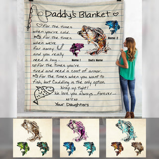 Personalized Fishing Dad Grandpa Letter Blanket MY292 95O47