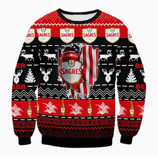 Unisex Sagres Beer 3D Ugly Christmas Sweater For Men & Women Christmas Gift Sweater BH1194