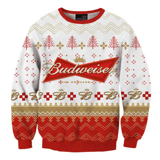 Unisex Budweiser Beers 3D Ugly Christmas Sweater For Men & Women Christmas Gift Sweater BH1078