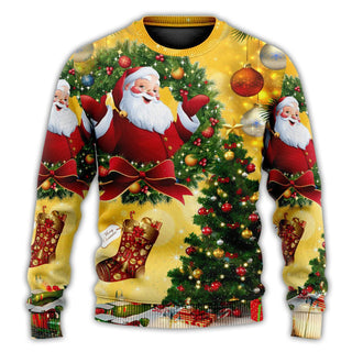 Xmas Tree Yellow Santa Claus Ugly Christmas Sweater For Men & Women Christmas Gift Sweater US3294