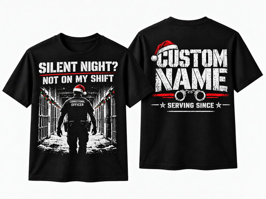 Correctional Officer Silent Night Not on My Shift Christmas T Shirt