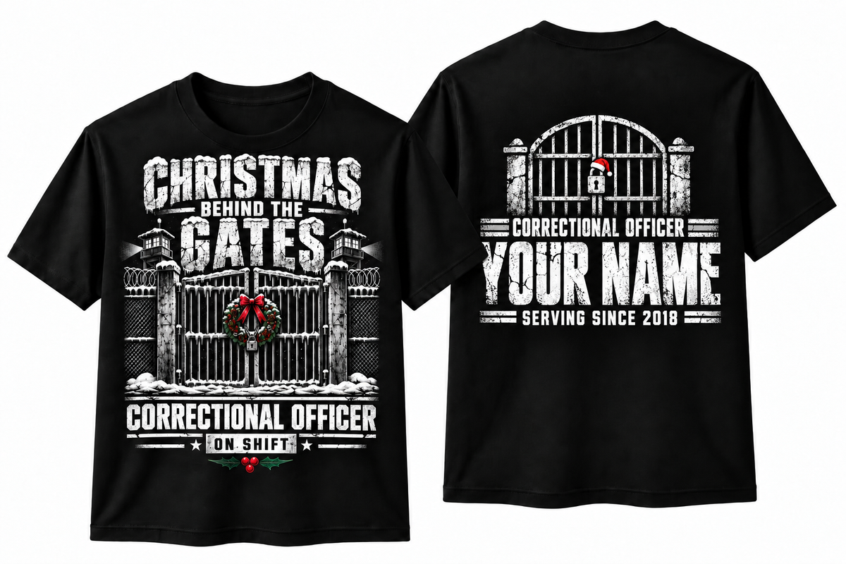 Correctional Officer Christmas Shirt Behind the Gates Custom Name